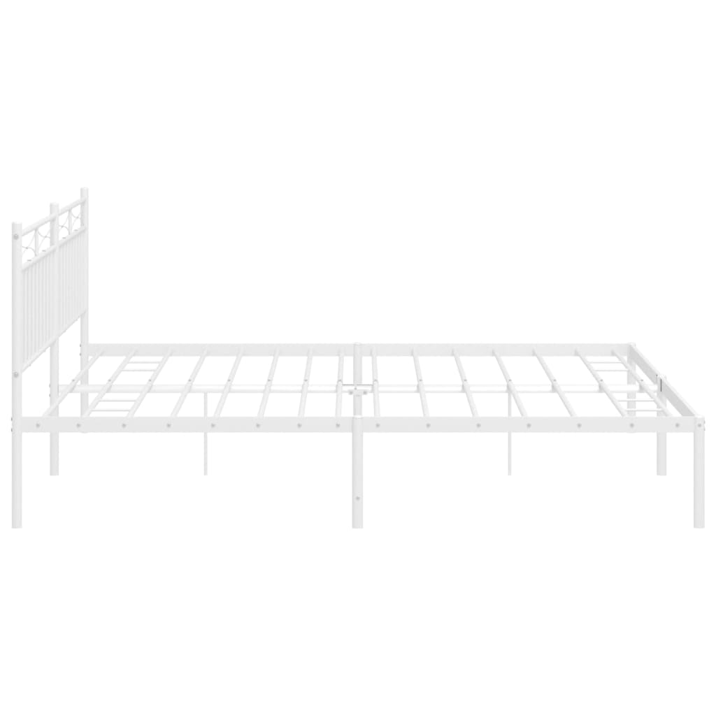 Metal Bed Frame without Mattress with Headboard White 200x200cm