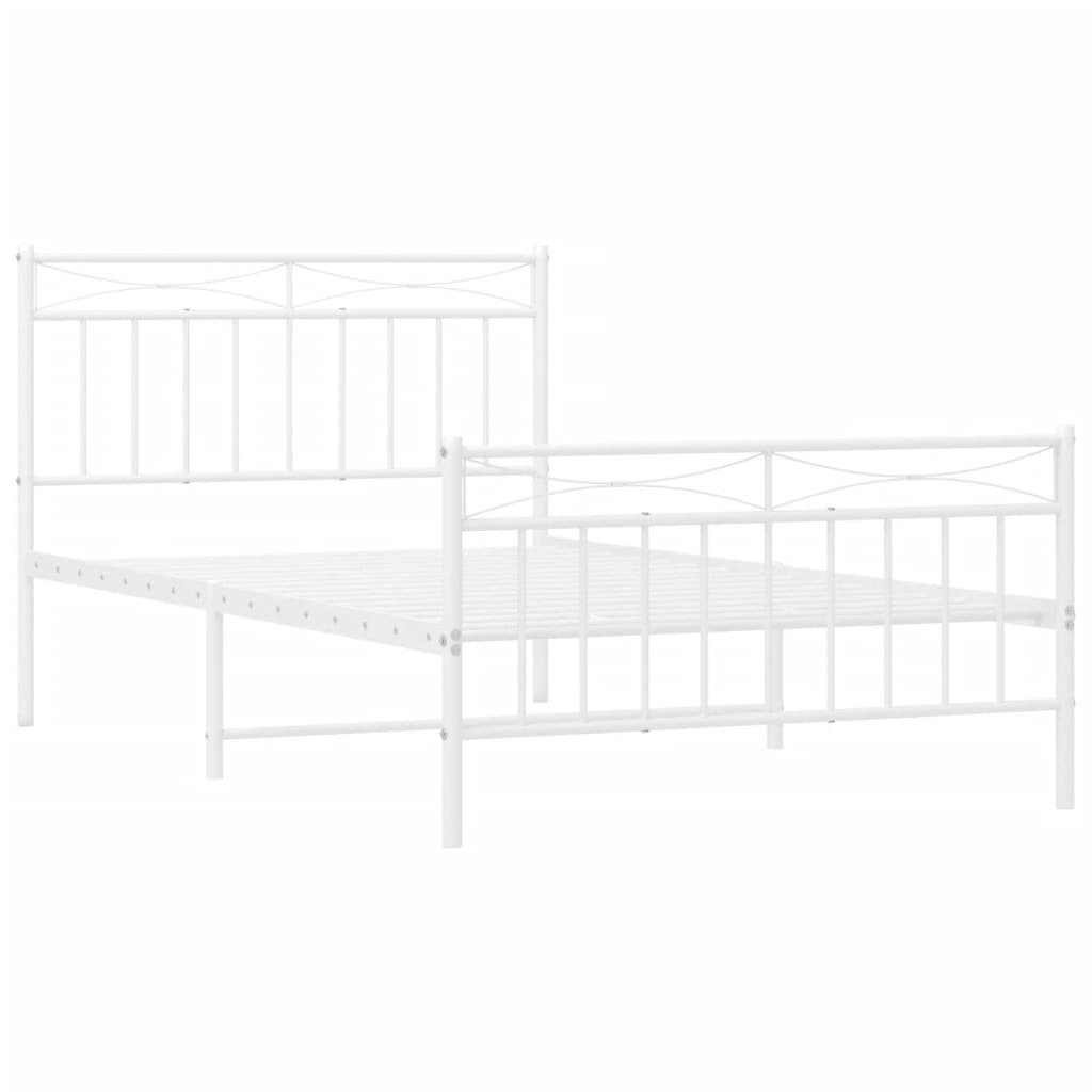 Metal Bed Frame without Mattress with Footboard White 100x200cm
