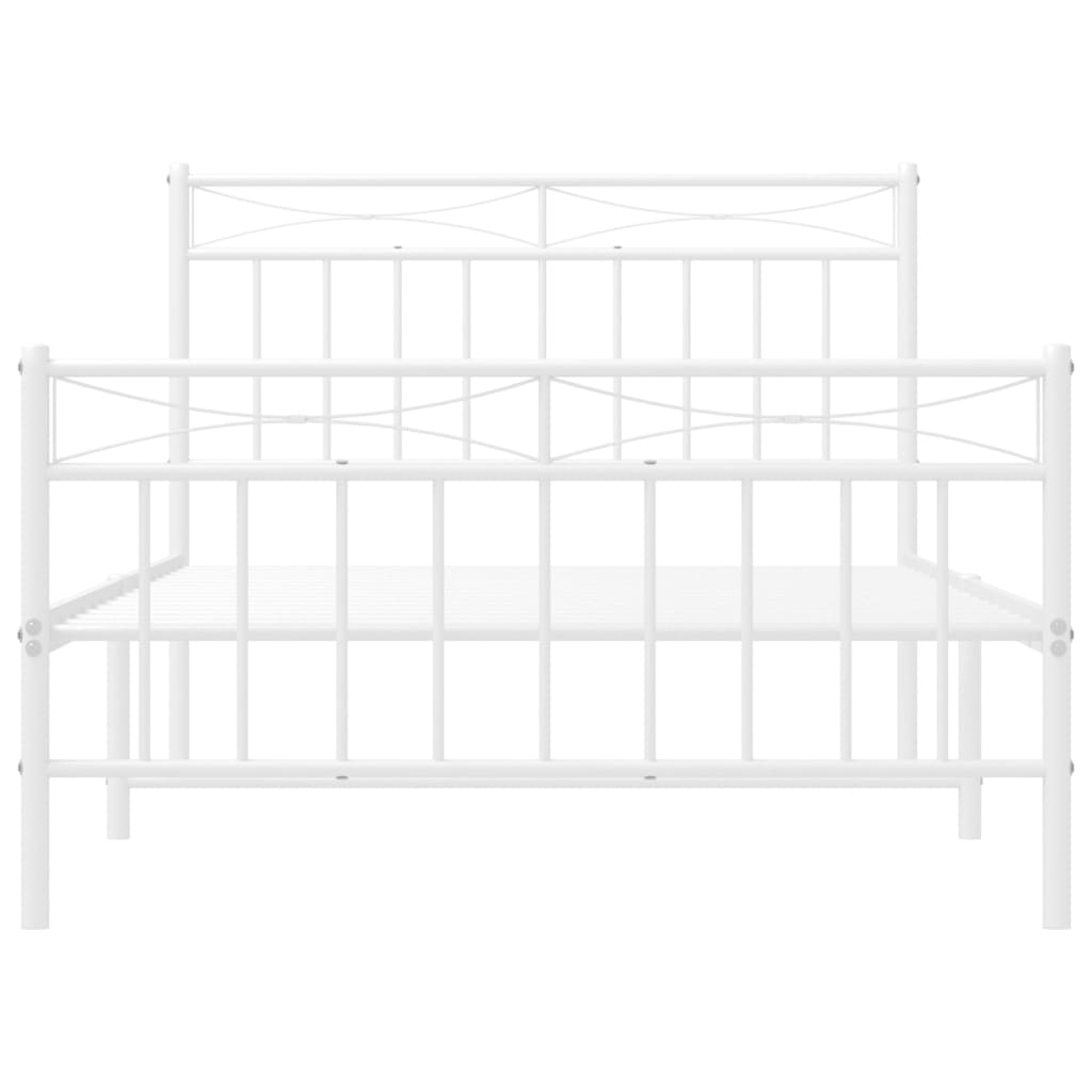 Metal Bed Frame without Mattress with Footboard White 100x200cm
