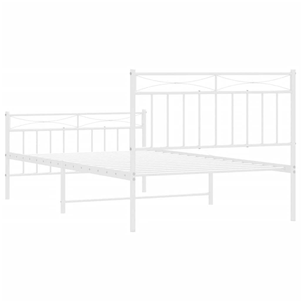Metal Bed Frame without Mattress with Footboard White 100x200cm