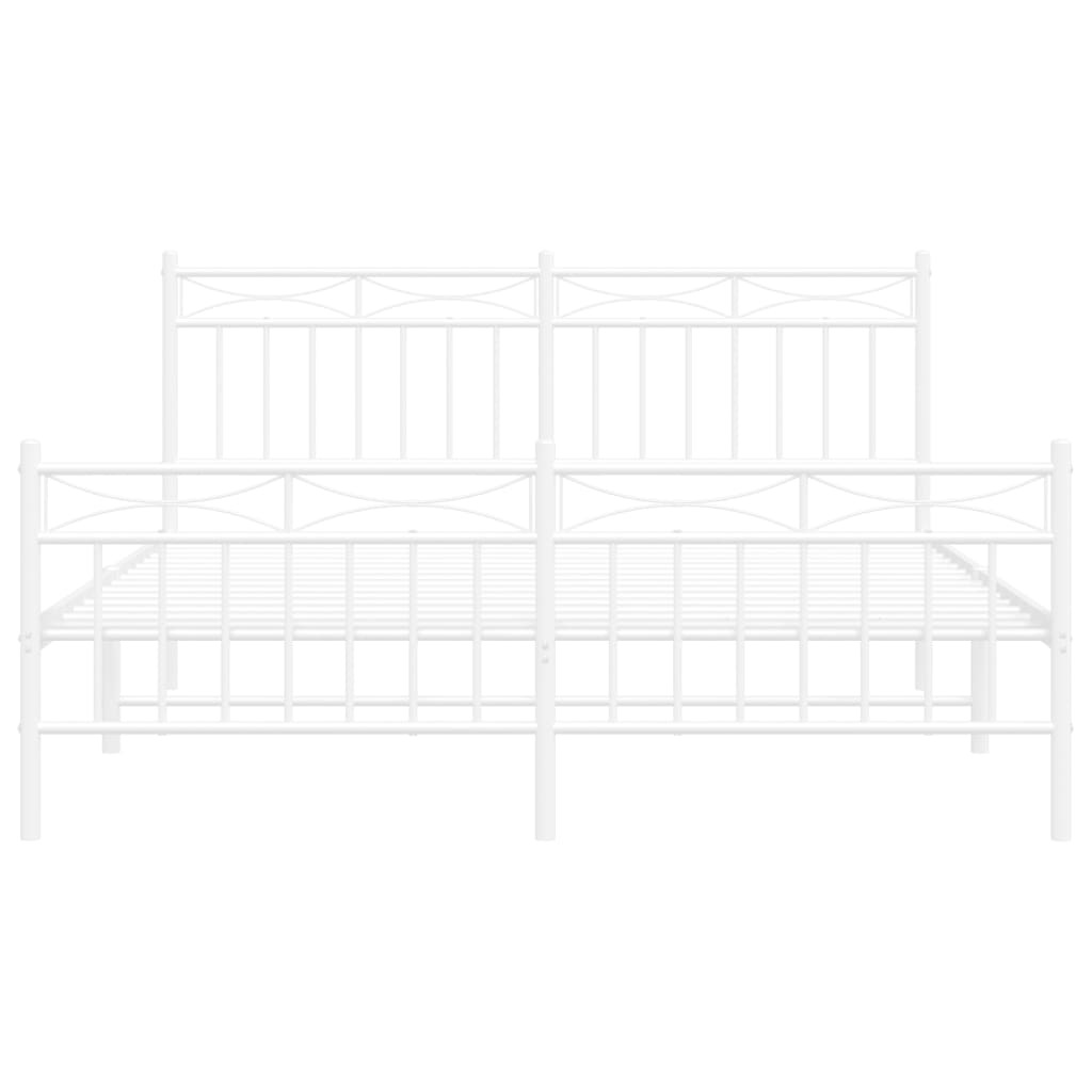 Metal Bed Frame without Mattress with Footboard White 150x200cm
