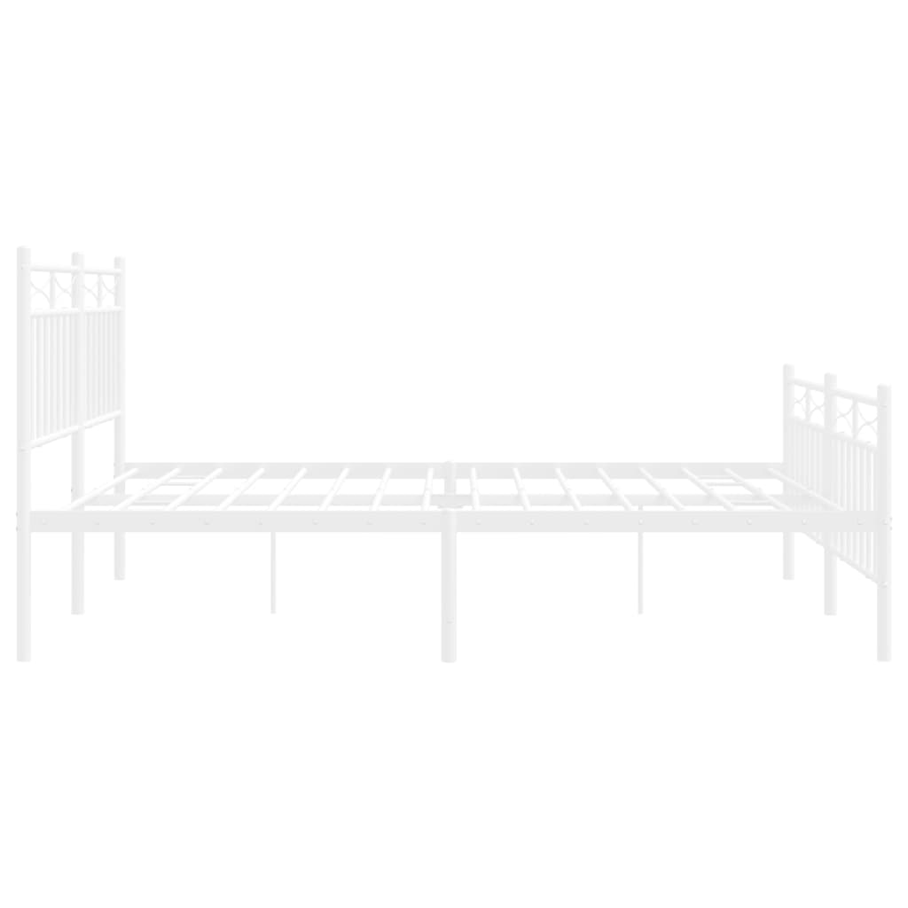Metal Bed Frame without Mattress with Footboard White 150x200cm