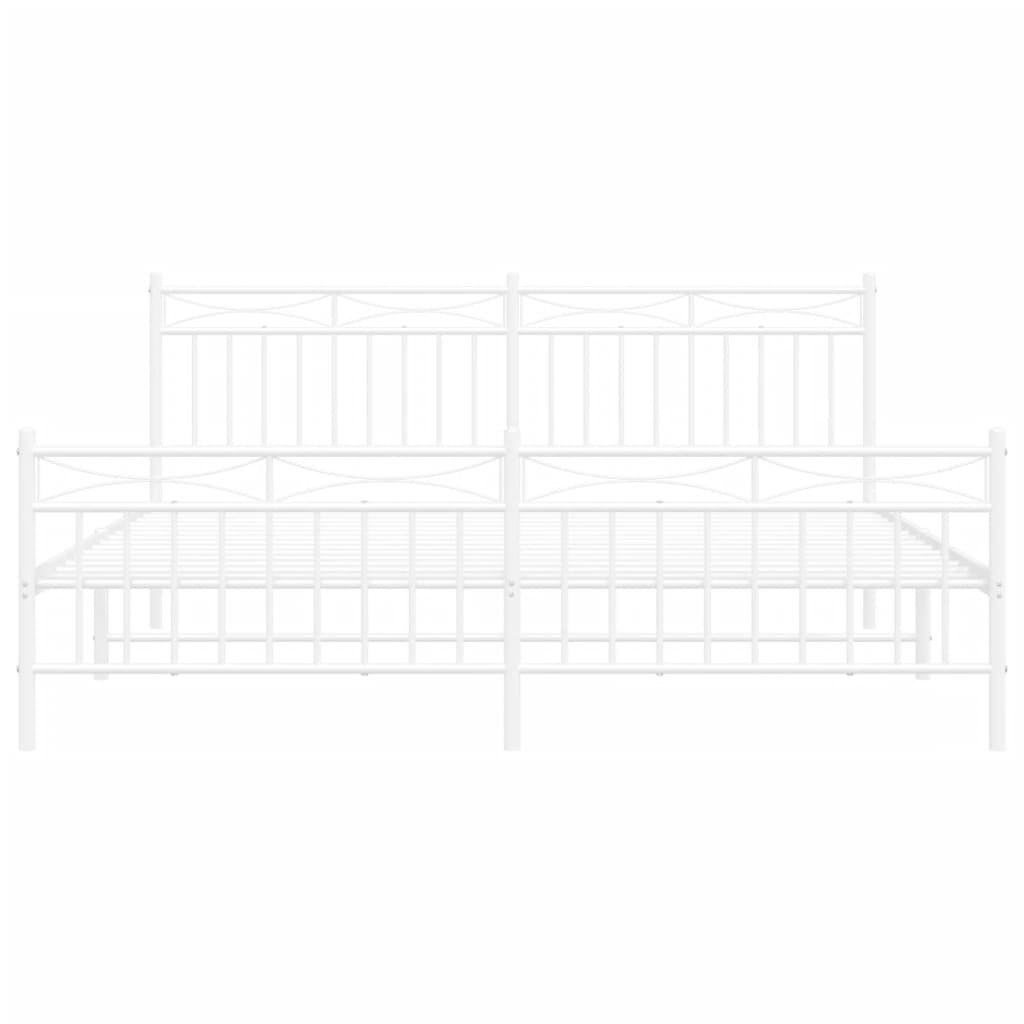 Metal Bed Frame without Mattress with Footboard White 180x200cm