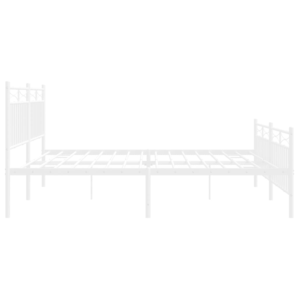 Metal Bed Frame without Mattress with Footboard White 180x200cm