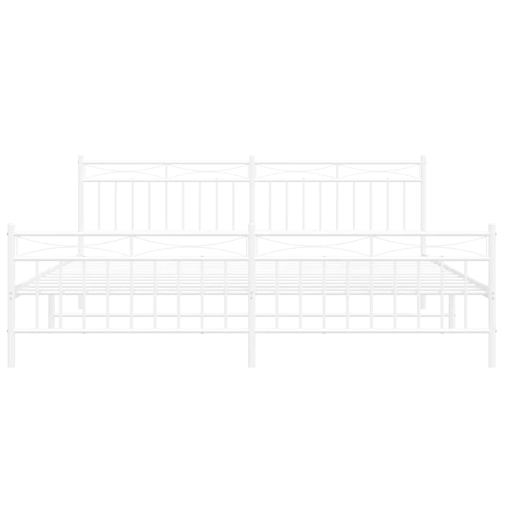 Metal Bed Frame without Mattress with Footboard White 193x203cm