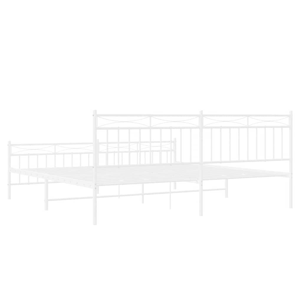 Metal Bed Frame without Mattress with Footboard White 193x203cm