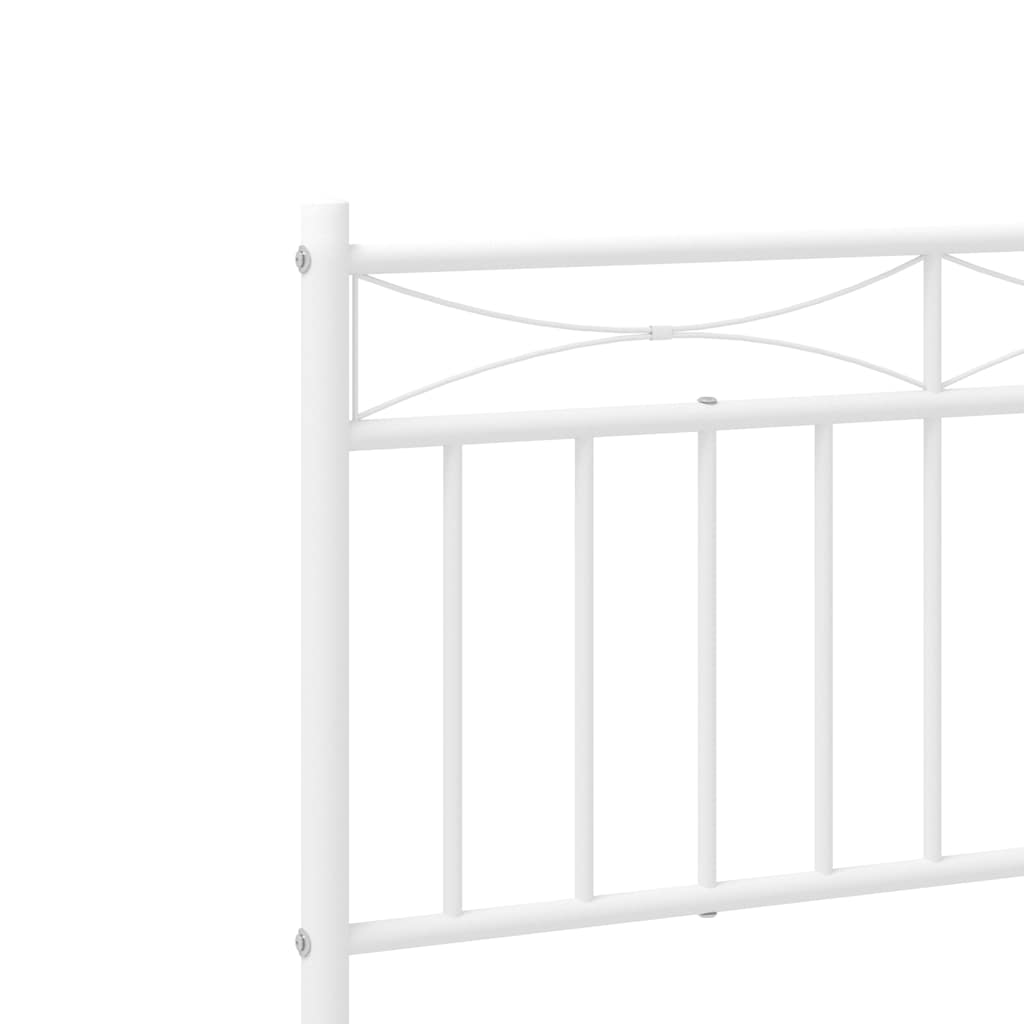 Metal Bed Frame without Mattress with Footboard White 193x203cm