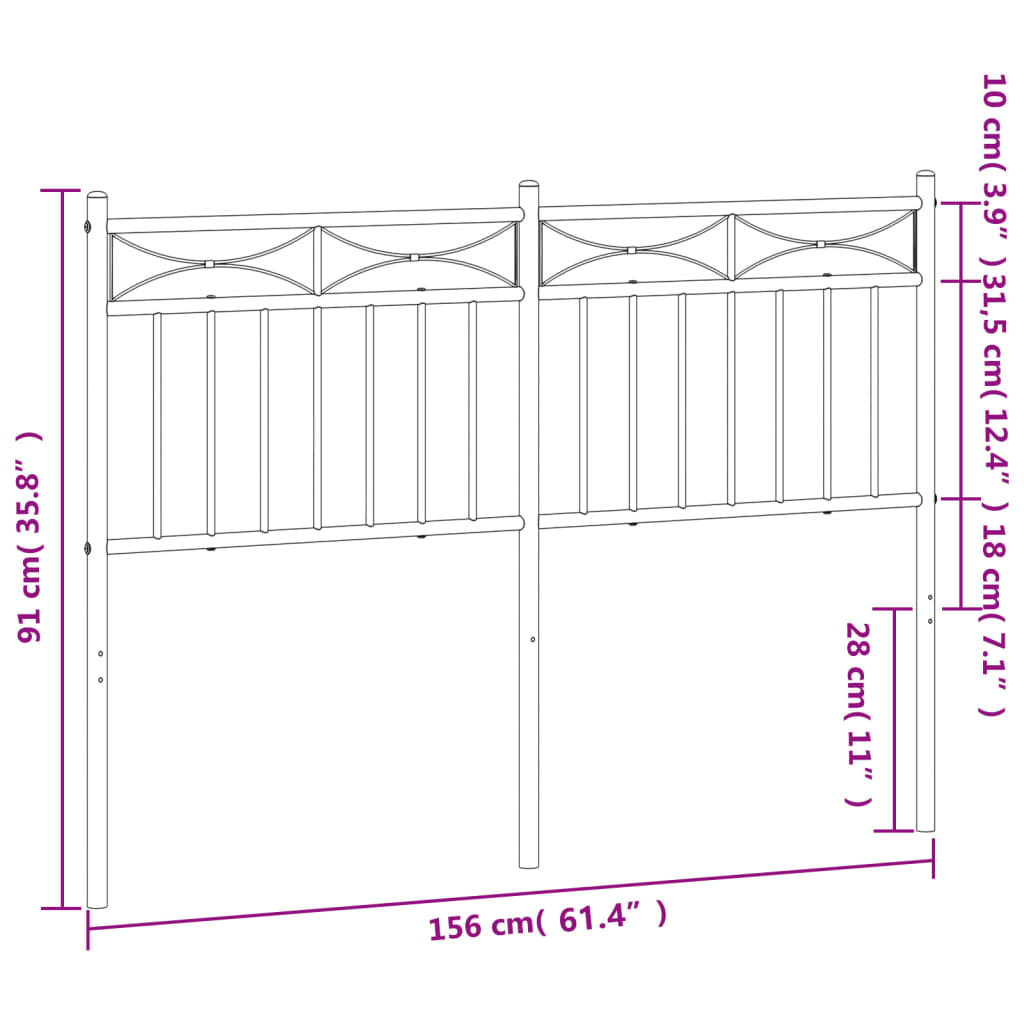 Metal Headboard White 150 cm