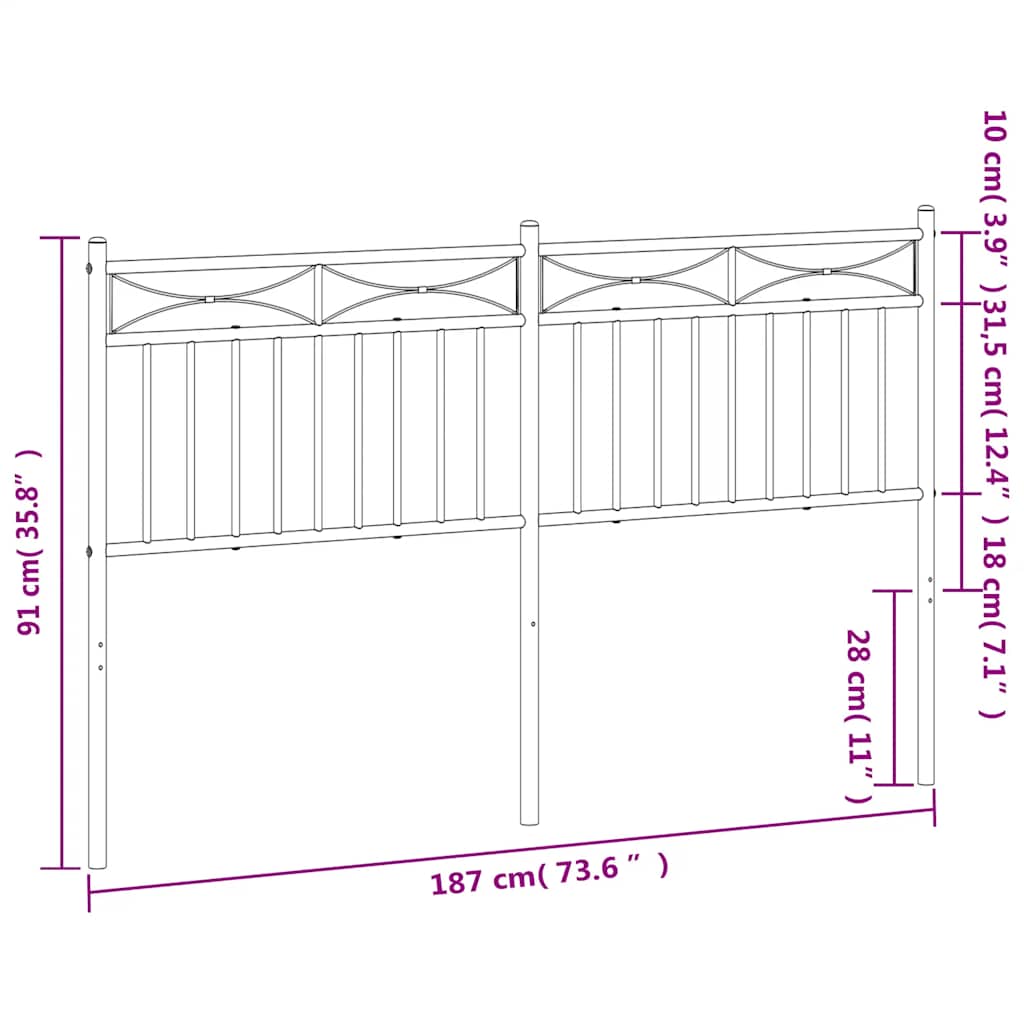 Metal Headboard White 180 cm