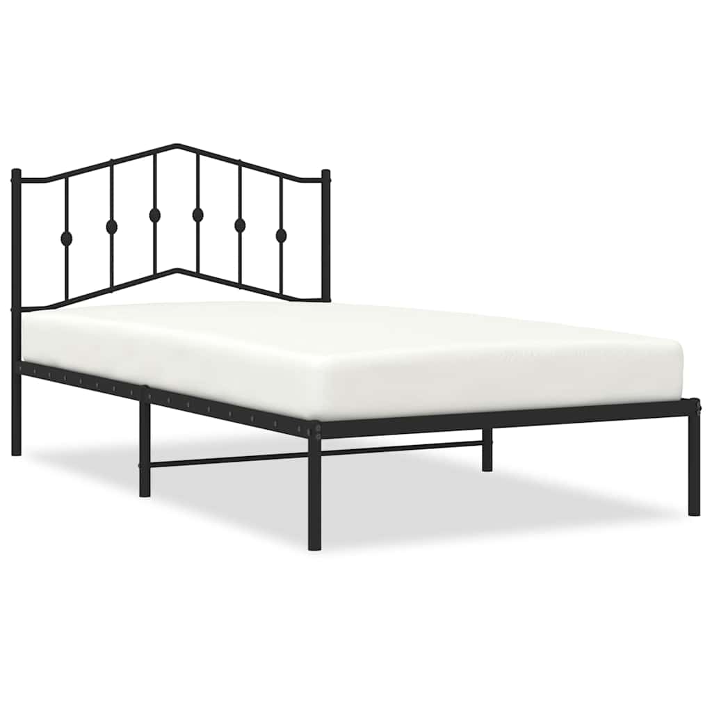 Metal Bed Frame without Mattress with Headboard Black 100x200cm