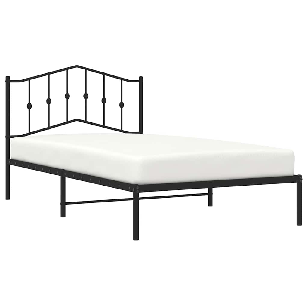 Metal Bed Frame without Mattress with Headboard Black 100x200cm
