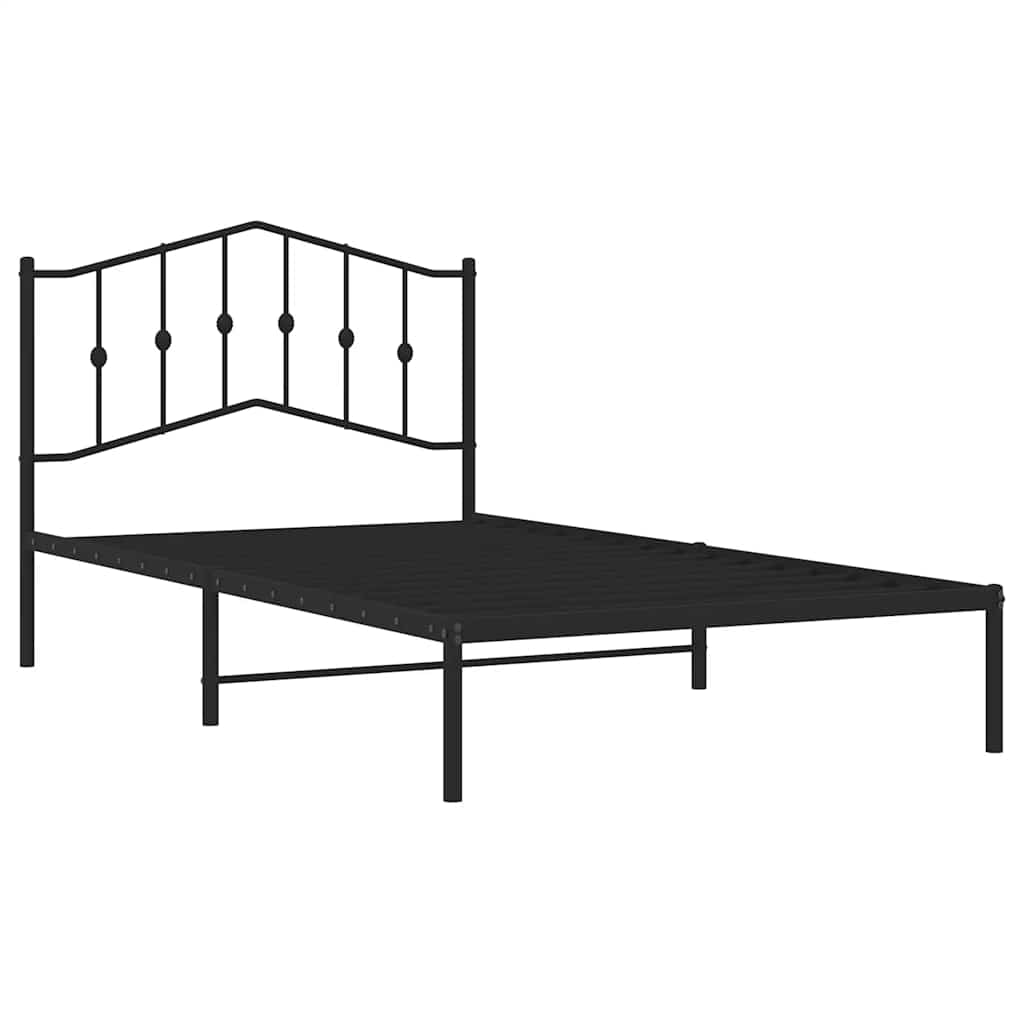 Metal Bed Frame without Mattress with Headboard Black 100x200cm