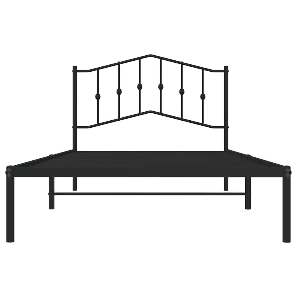 Metal Bed Frame without Mattress with Headboard Black 100x200cm