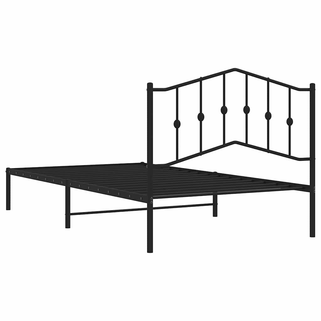 Metal Bed Frame without Mattress with Headboard Black 100x200cm