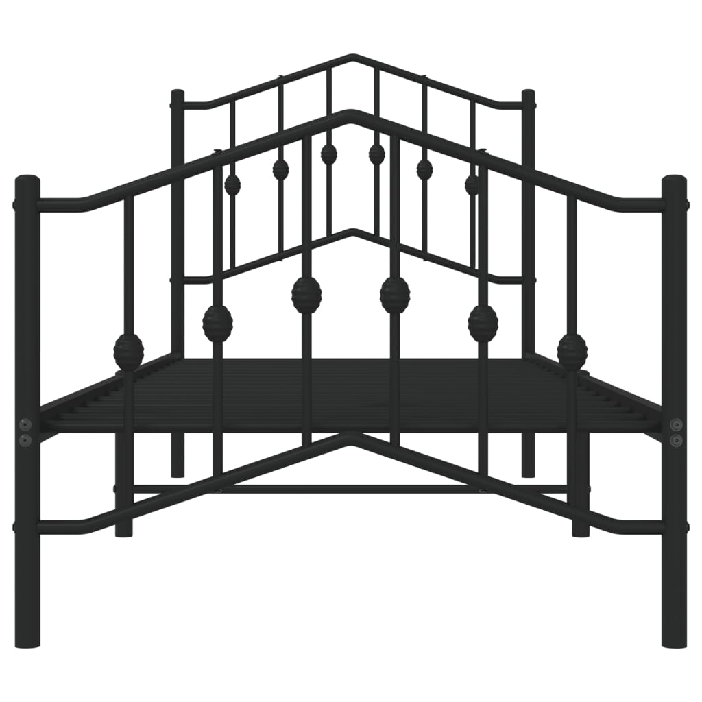 Metal Bed Frame without Mattress with Footboard Black 90x190cm