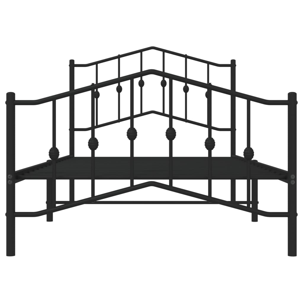 Metal Bed Frame without Mattress with Footboard Black 100x190cm