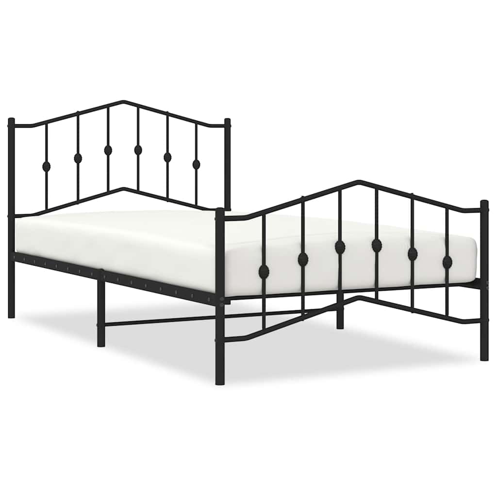 Metal Bed Frame without Mattress with Footboard Black 100x200cm