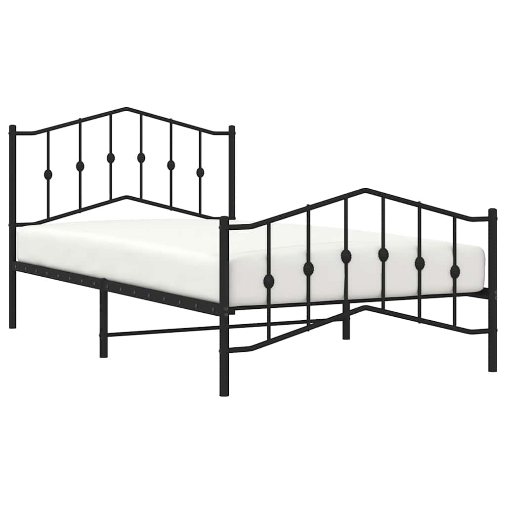 Metal Bed Frame without Mattress with Footboard Black 100x200cm