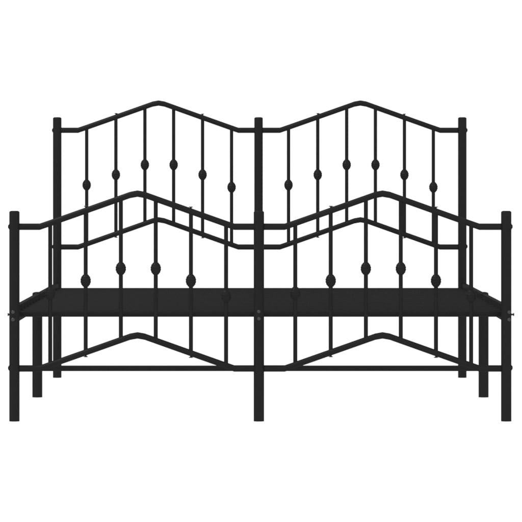 Metal Bed Frame without Mattress with Footboard Black 135x190cm
