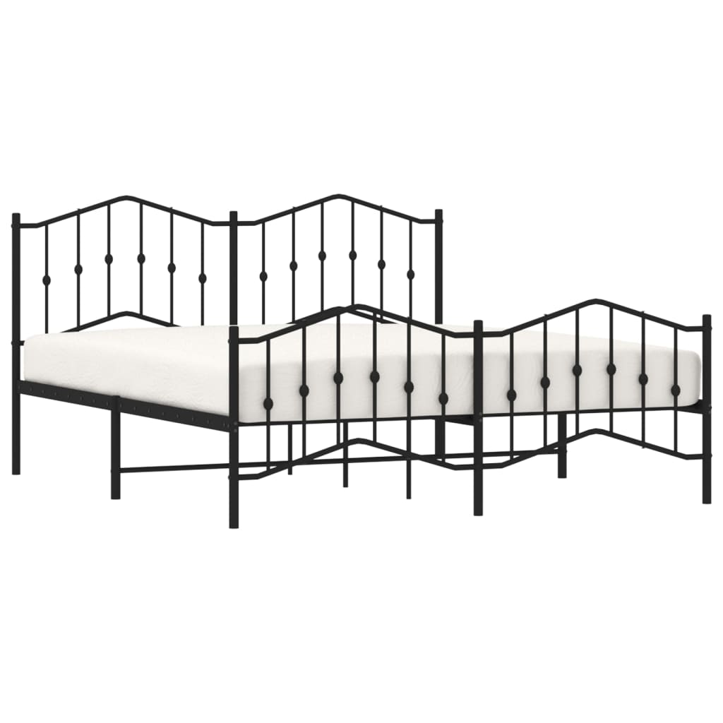 Metal Bed Frame without Mattress with Footboard Black 180x200cm