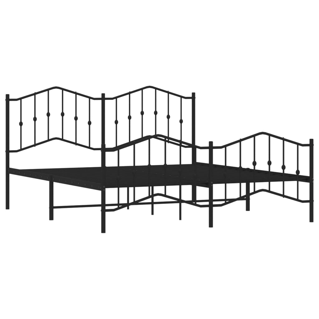 Metal Bed Frame without Mattress with Footboard Black 180x200cm