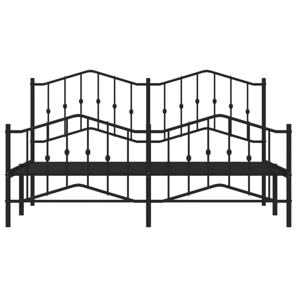 Metal Bed Frame without Mattress with Footboard Black 180x200cm