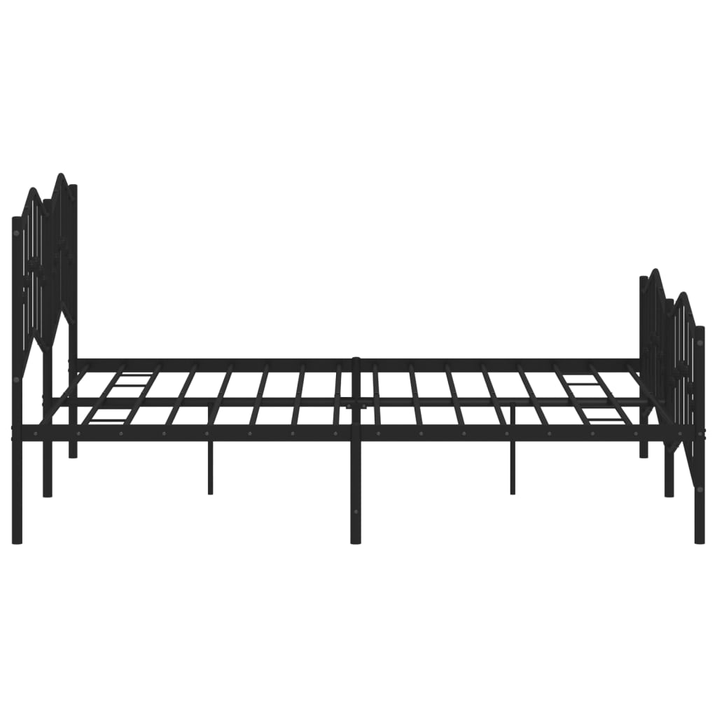 Metal Bed Frame without Mattress with Footboard Black 180x200cm