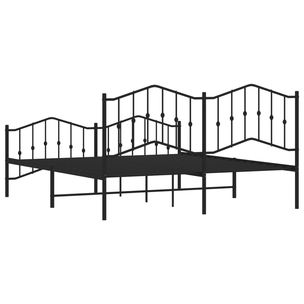 Metal Bed Frame without Mattress with Footboard Black 180x200cm