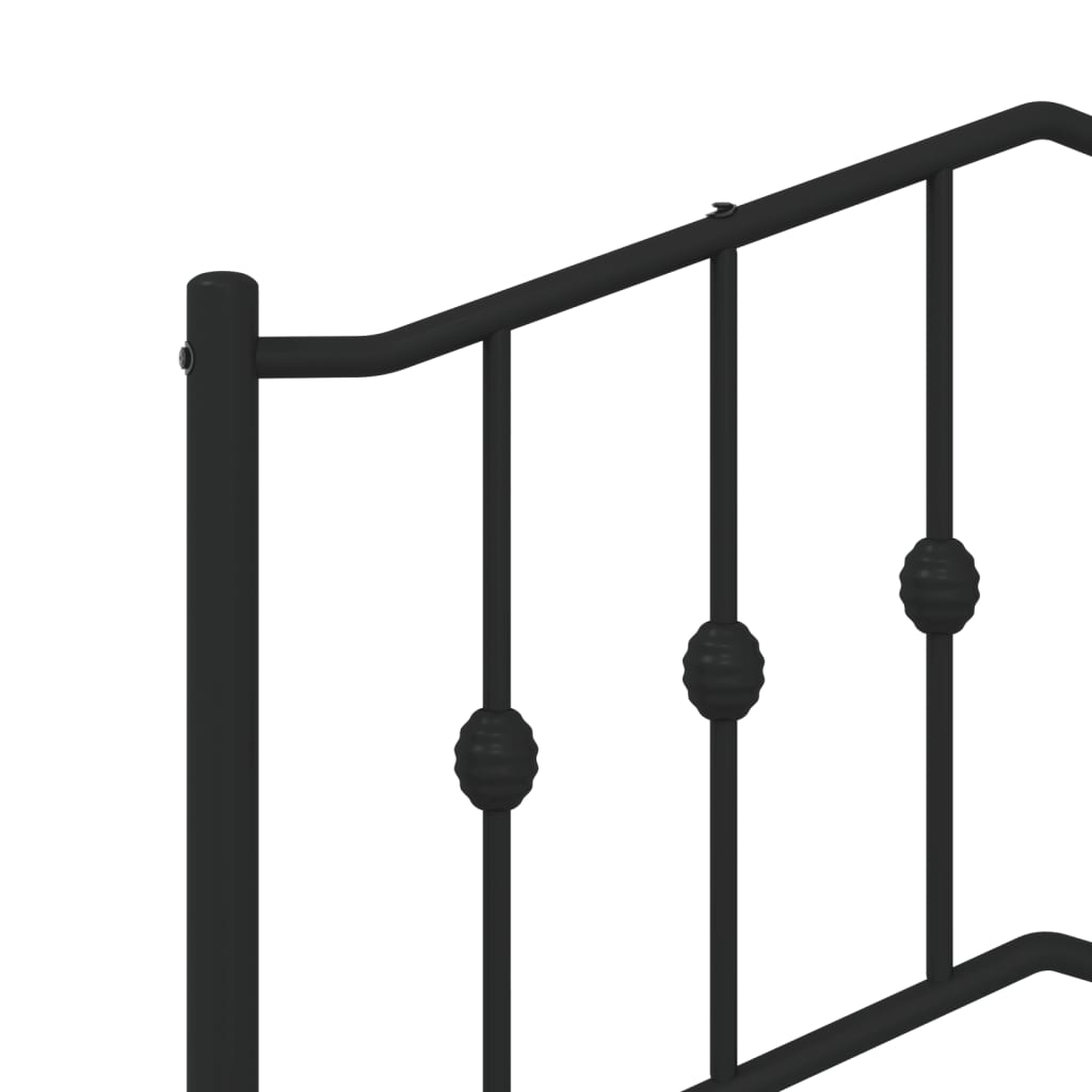 Metal Bed Frame without Mattress with Footboard Black 180x200cm
