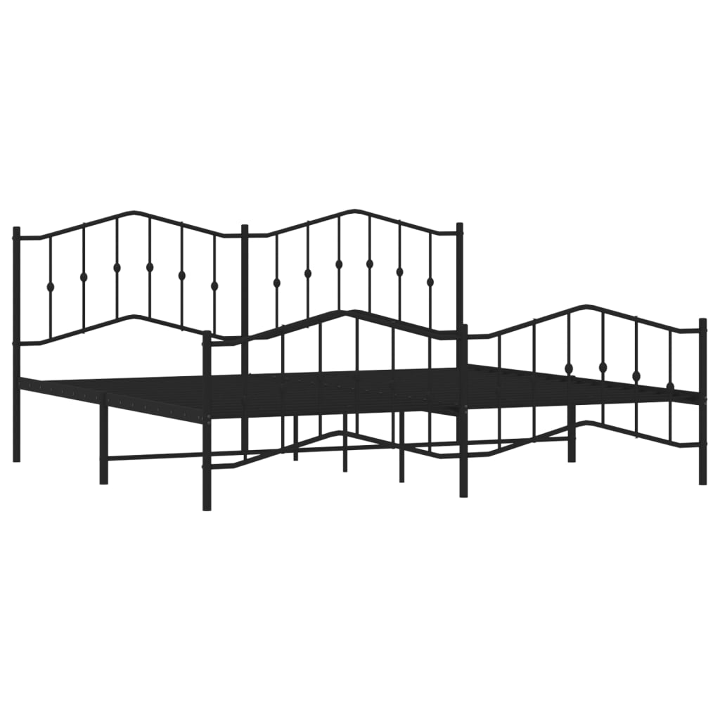 Metal Bed Frame without Mattress with Footboard Black 193x203cm