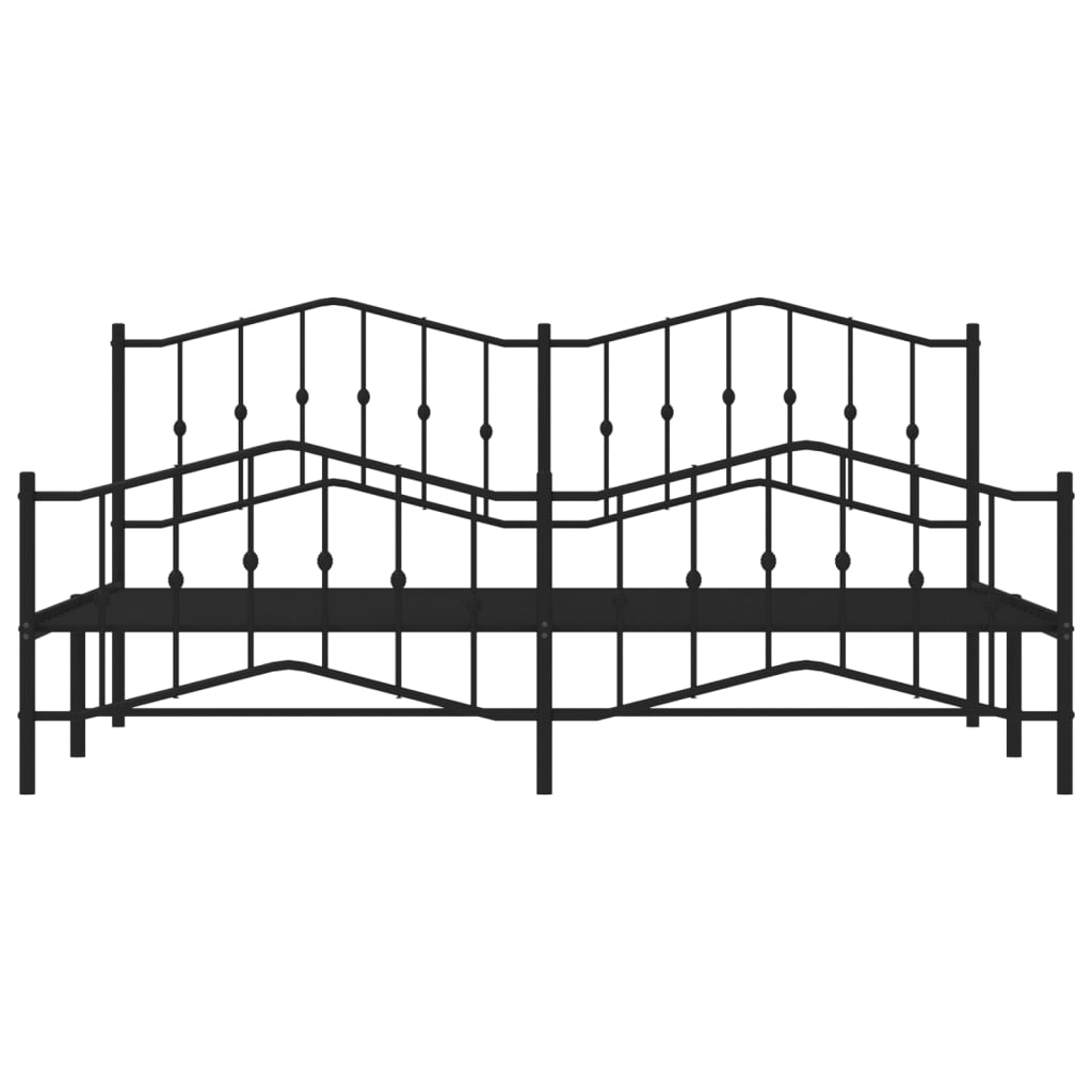 Metal Bed Frame without Mattress with Footboard Black 193x203cm