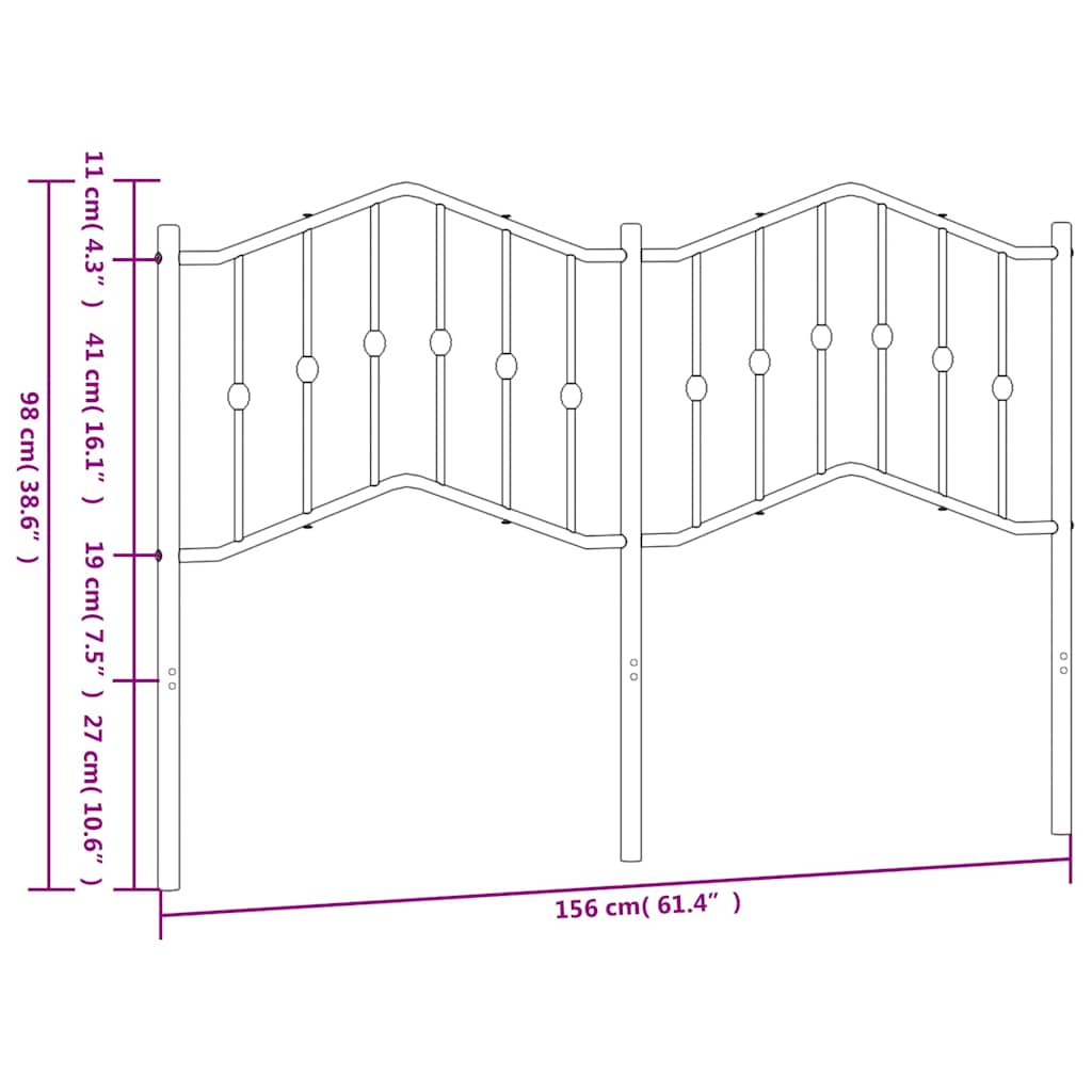 Metal Headboard Black 150 cm