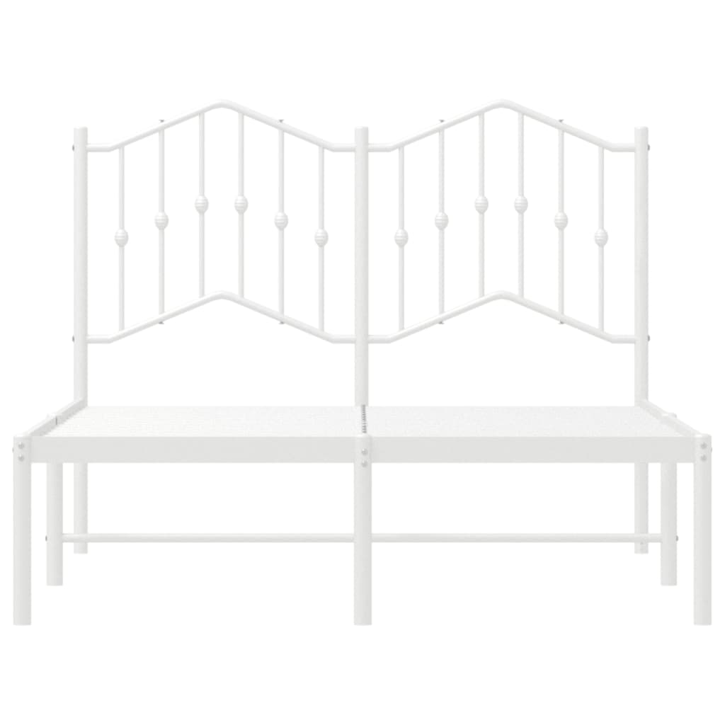 Metal Bed Frame without Mattress with Headboard White 120x200cm