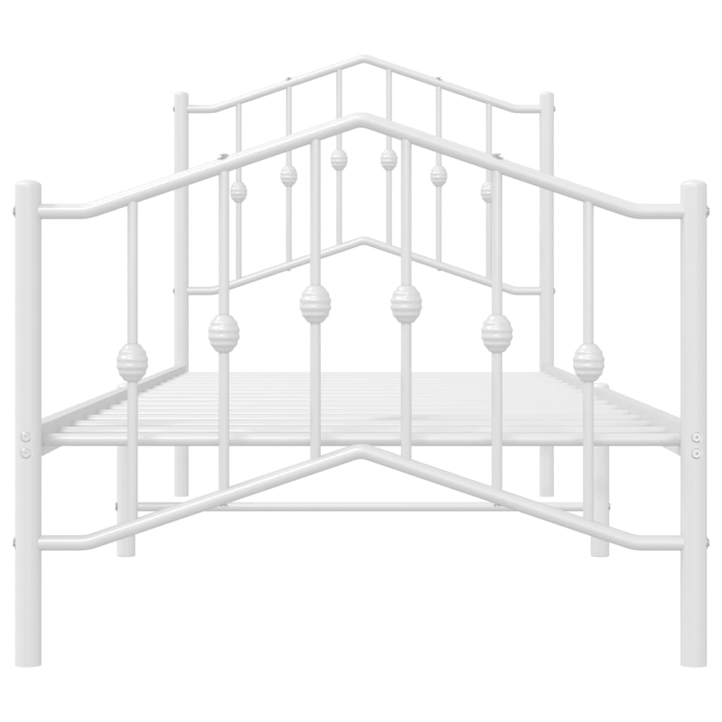 Metal Bed Frame without Mattress with Footboard White 90x190cm