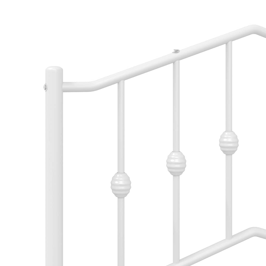 Metal Bed Frame without Mattress with Footboard White 100x200cm
