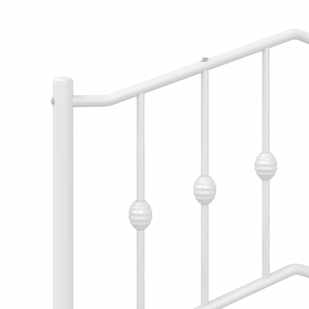 Metal Bed Frame without Mattress with Footboard White 107x203cm