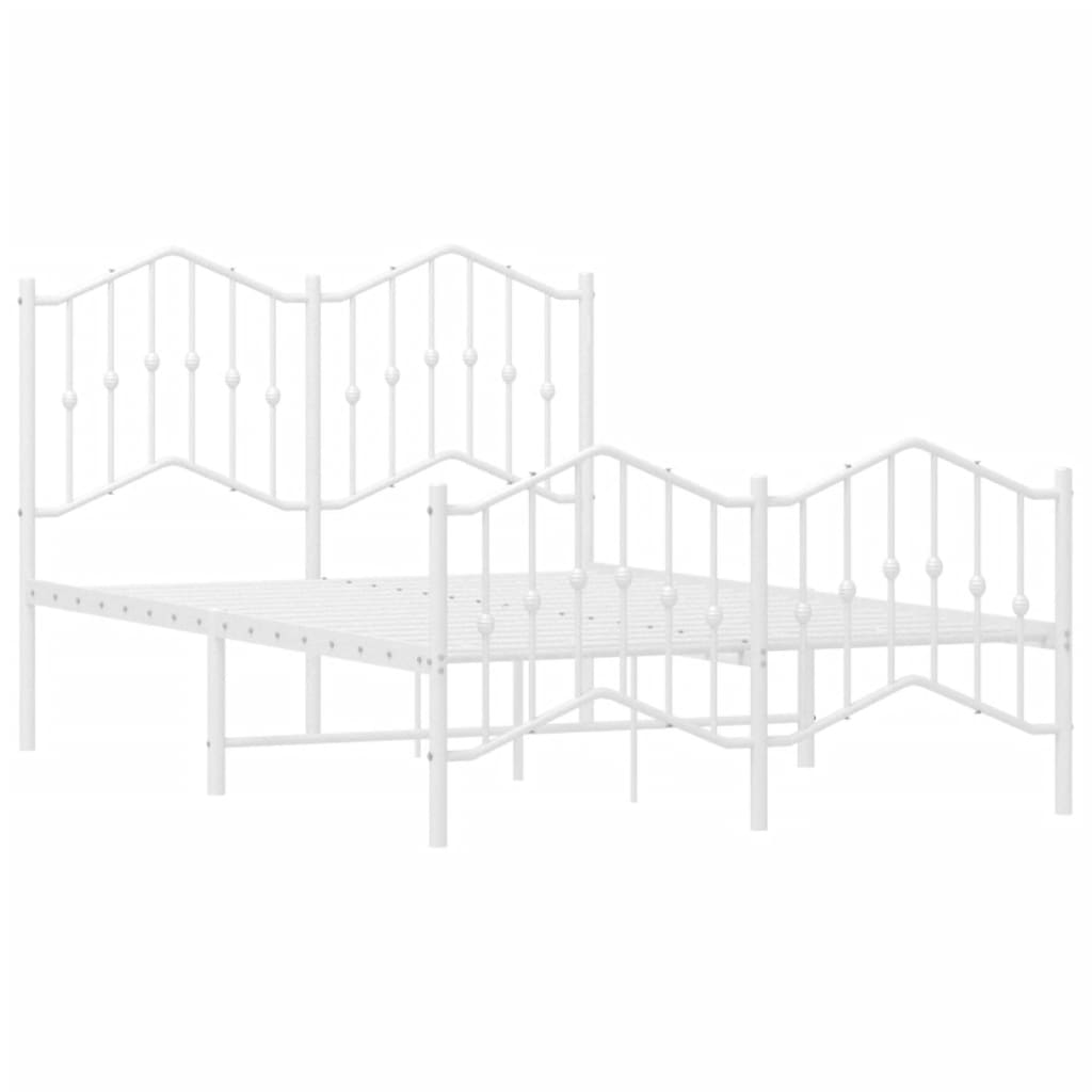 Metal Bed Frame without Mattress with Footboard White 120x200cm