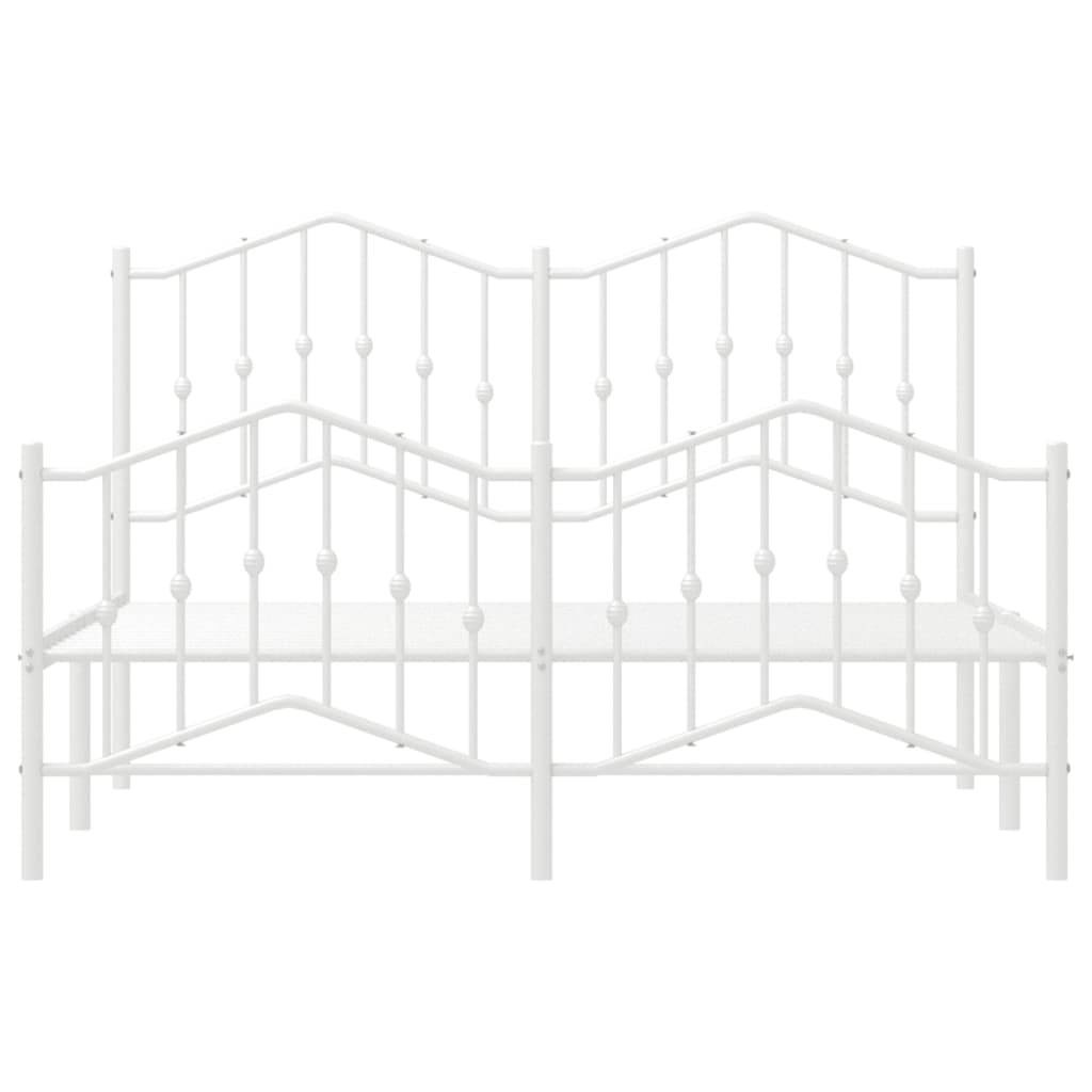 Metal Bed Frame without Mattress with Footboard White 135x190cm