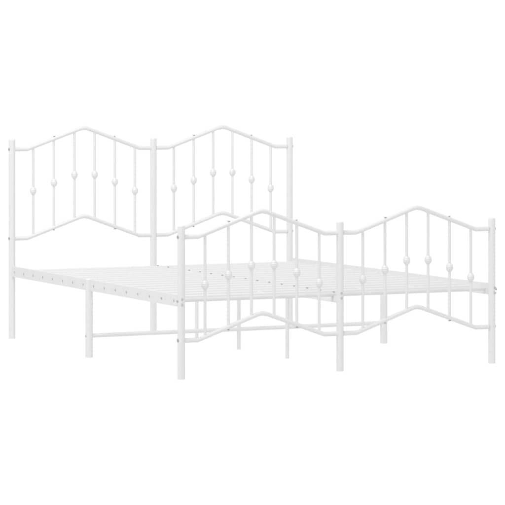 Metal Bed Frame without Mattress with Footboard White 150x200cm