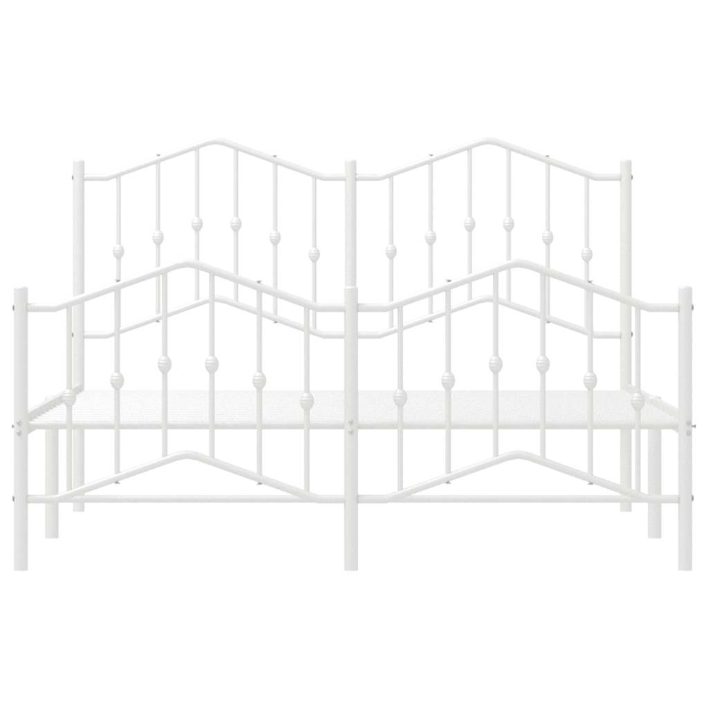Metal Bed Frame without Mattress with Footboard White 150x200cm
