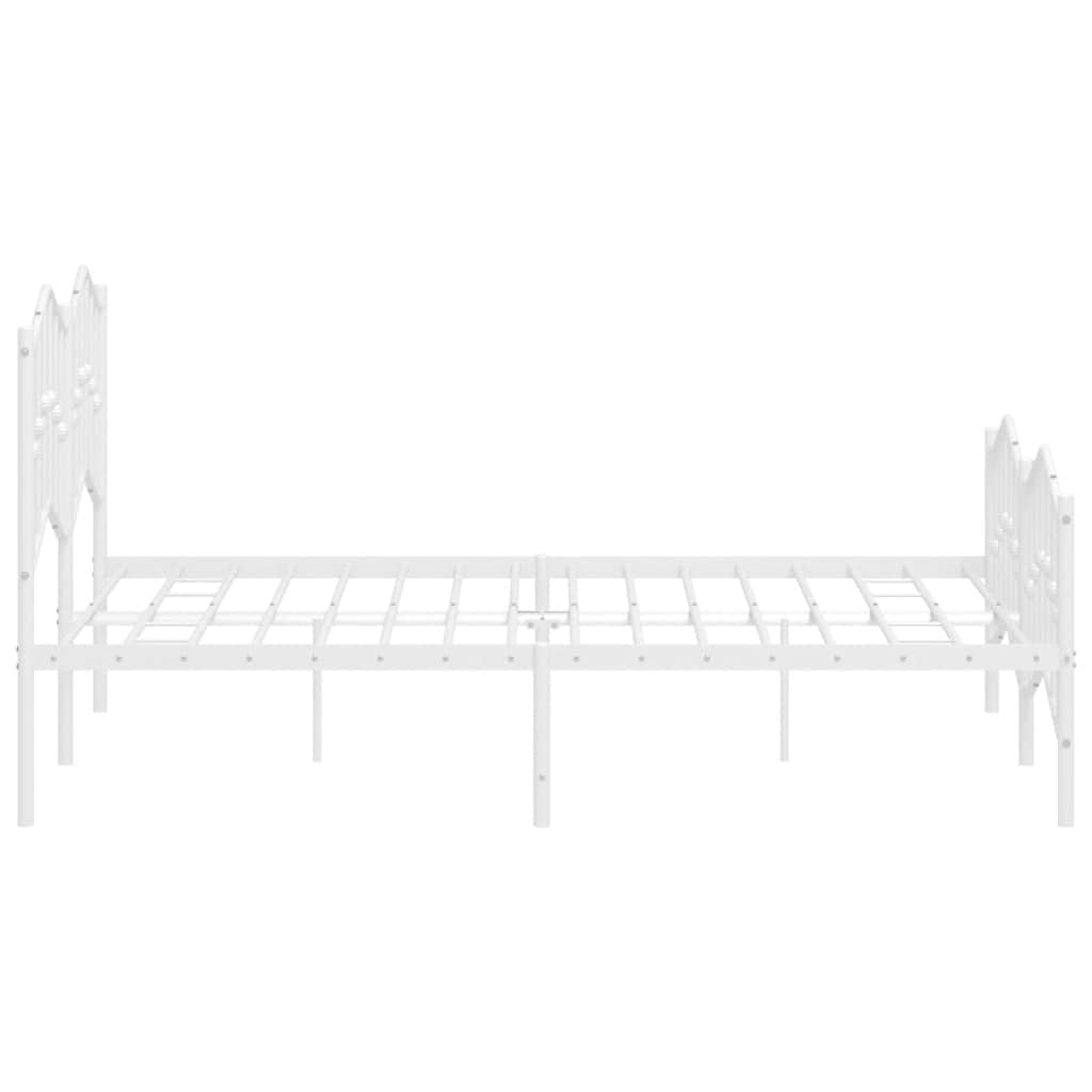 Metal Bed Frame without Mattress with Footboard White 150x200cm