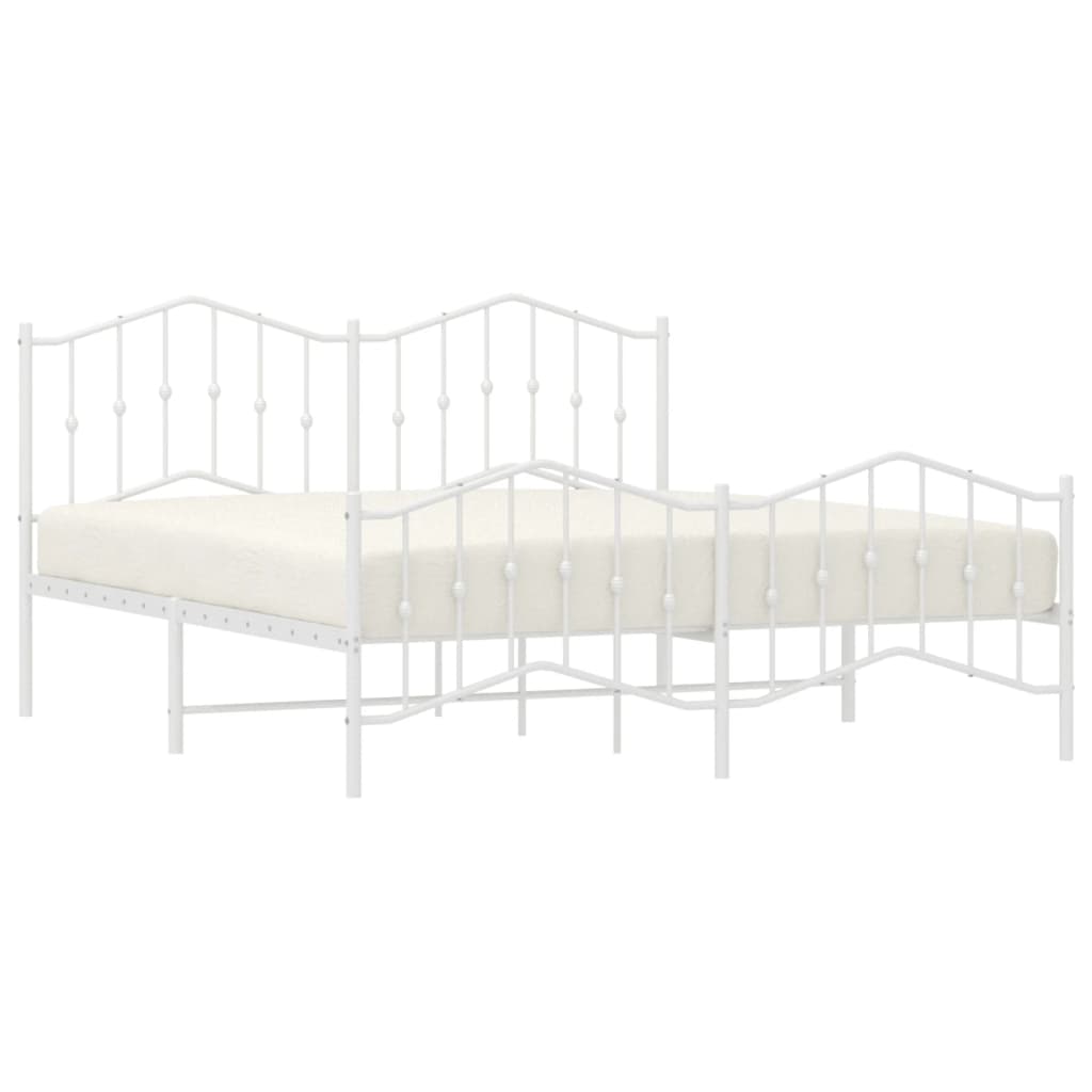 Metal Bed Frame without Mattress with Footboard White 180x200cm