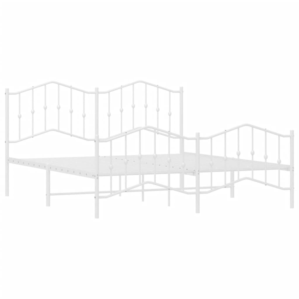 Metal Bed Frame without Mattress with Footboard White 180x200cm