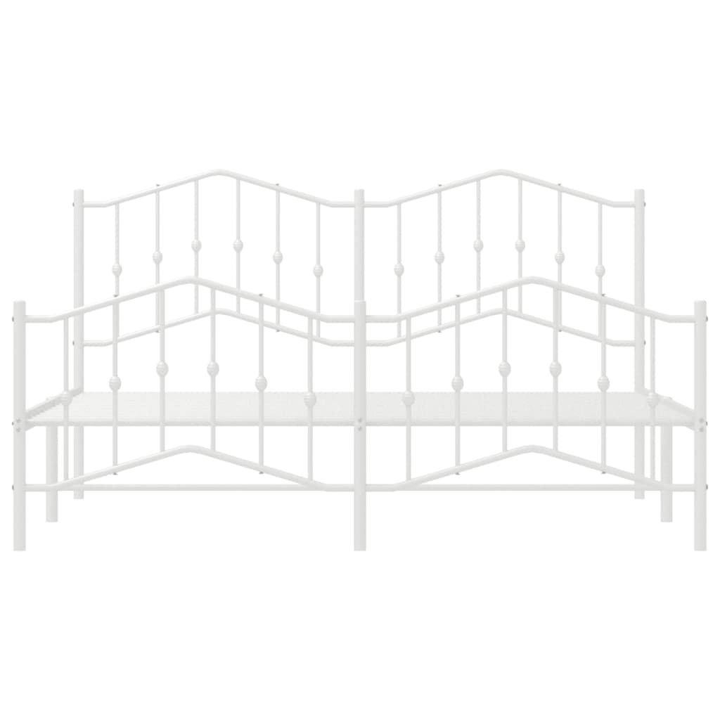 Metal Bed Frame without Mattress with Footboard White 180x200cm