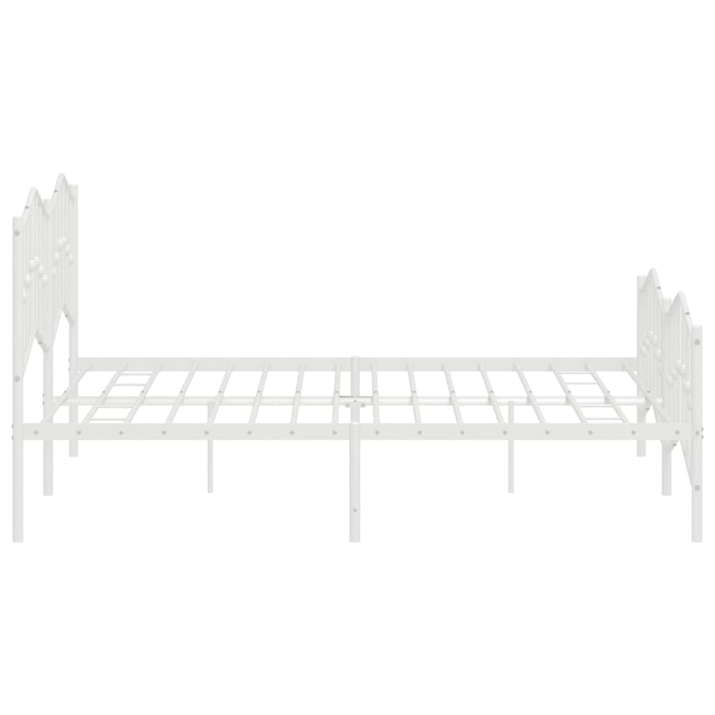 Metal Bed Frame without Mattress with Footboard White 180x200cm