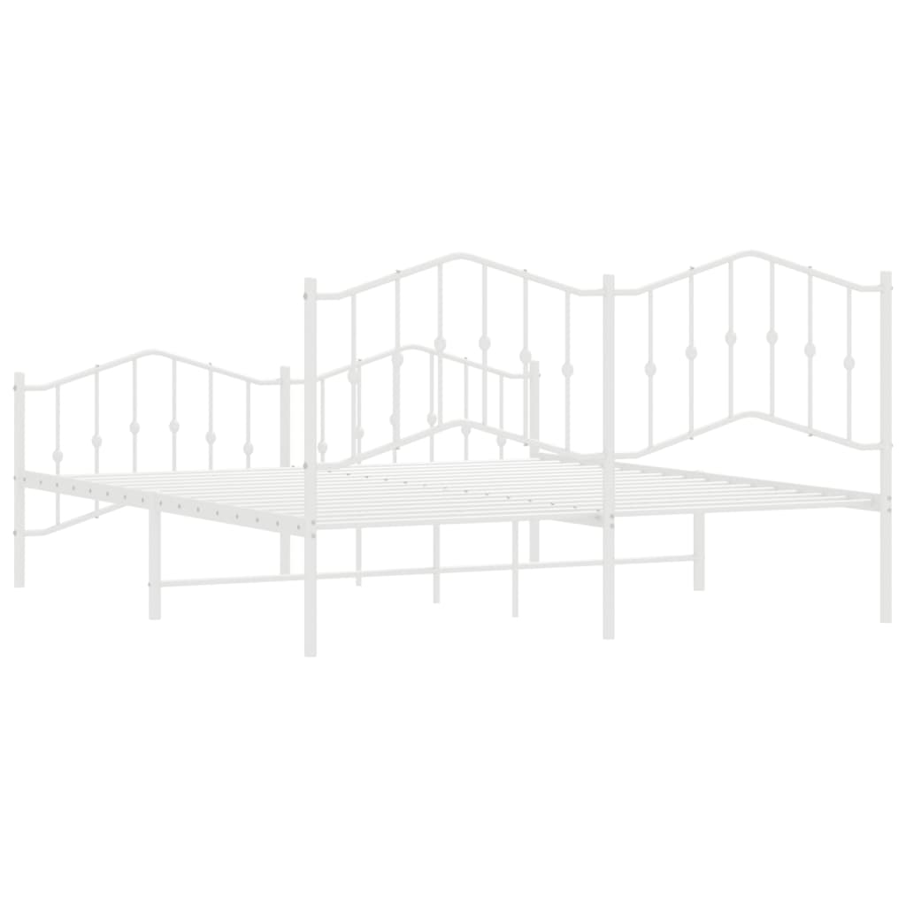 Metal Bed Frame without Mattress with Footboard White 180x200cm