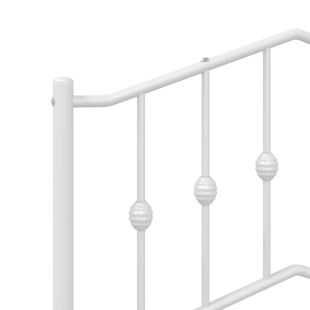 Metal Bed Frame without Mattress with Footboard White 180x200cm