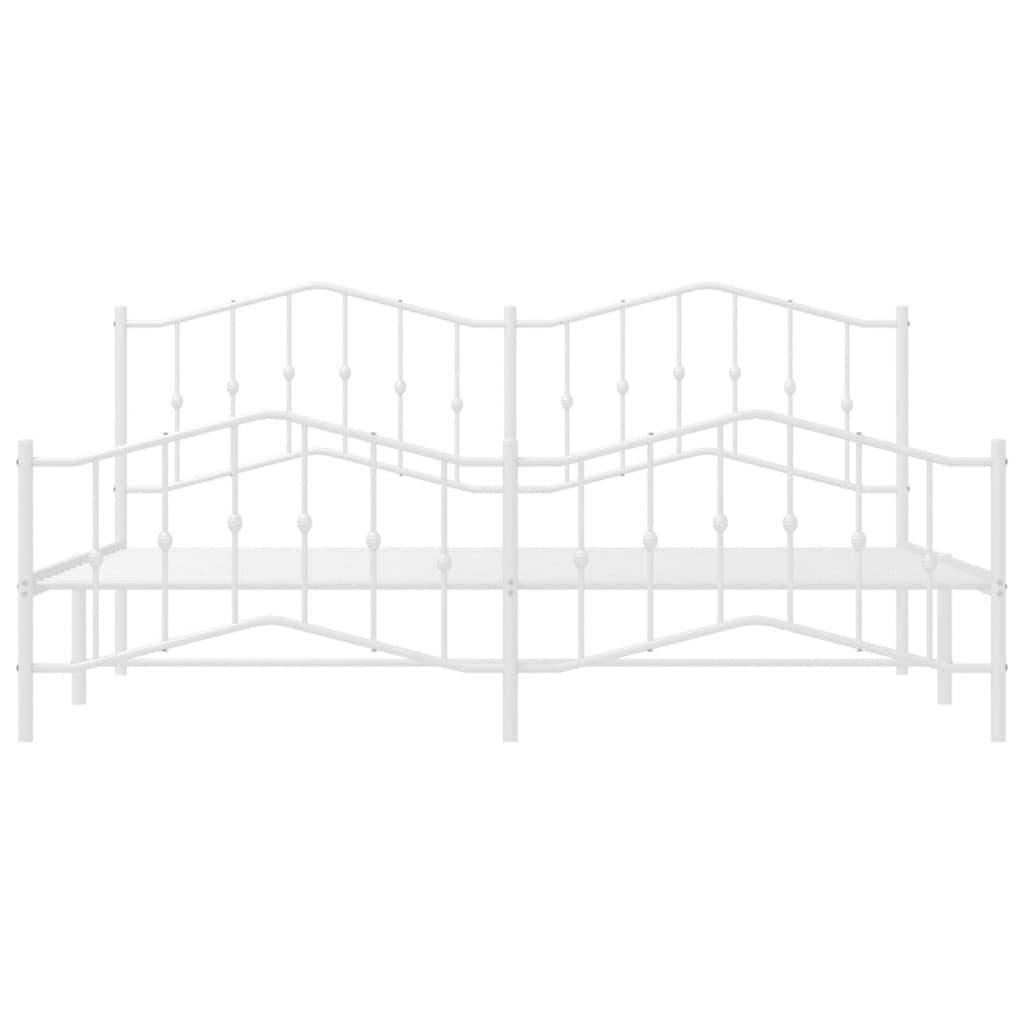 Metal Bed Frame without Mattress with Footboard White 200x200cm