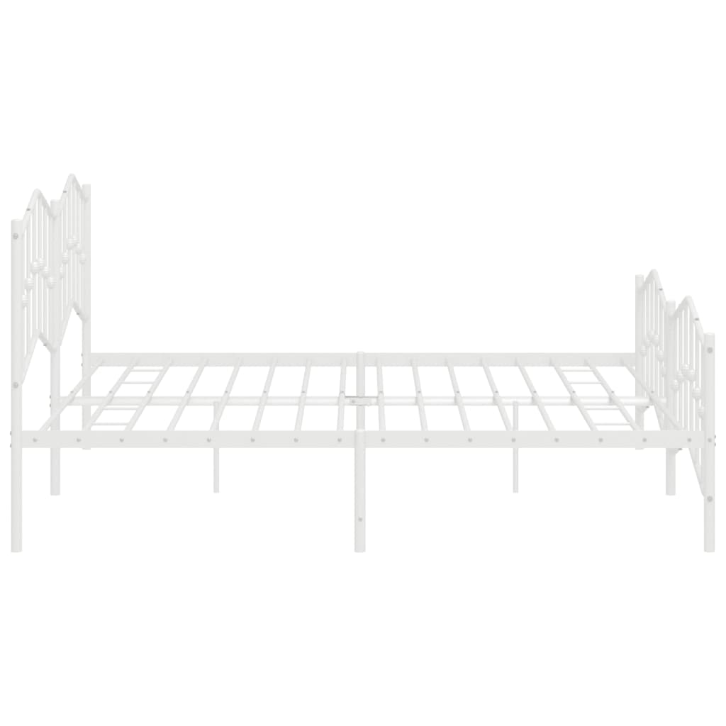 Metal Bed Frame without Mattress with Footboard White 200x200cm