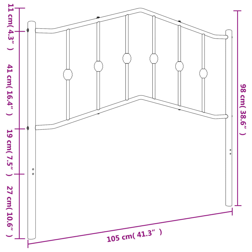 Metal Headboard White 100 cm